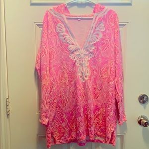 Lilly Pulitzer Shel beach cover up with hood!